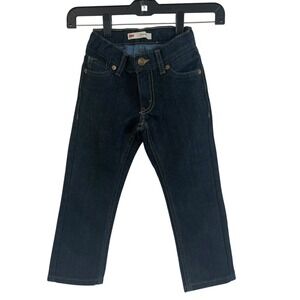 Levi's Boys 511 Slim Fit Jeans Adjustable Waist Dark Wash Denim Pants Sz 4 Blue